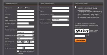 Gamebookers casino: Анкета регистрации