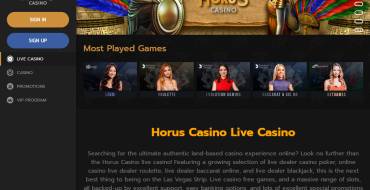 Horus Casino: Лайв-казино Horus