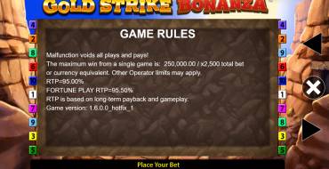 Gold Strike Bonanza Fortune Play: Правила