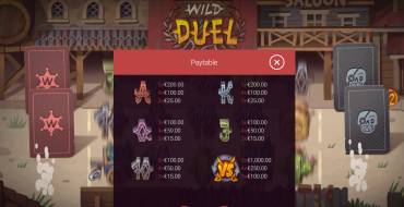 Wild Duel: Таблица выплат